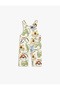Strappy Long Jumpsuit Salopet Animals Print Detailed Embellished