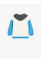 Zippered Hooded Sweatshirt with Color Block Kangaroo Pocket, Cotton, Ribbed - 2