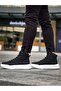 BA0321 Hidden Lace Men's High Sole Black and White Sports Boots - 2