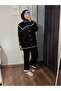 Women's Baby Collar Button Detailed Double Knitwear Set Black