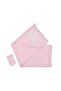 Pink Ecru Baby Girl Towel and Washcloth Set - Mushroom Patterned