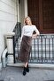 Women's Lightweight Thick Fabric High Waist Midi Length Bell Skirt - Leopard - 3