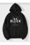 Unisex Black Printed Hooded Oversize Sweatshirt