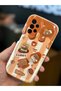 Galaxy A13 Case Designed with Patterned Camera Protection Teddy Bear Biscuit Colored Coffee Silicone - 5