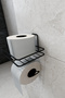 Adhesive Toilet Paper Holder Hanger Matte Black Metal Toilet Paper Holder - 3