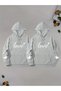 Unisex Lover's Set Couple 2-Piece Hoodie Black/Grey Hooded Kangaroo Pocket Oversize Sweatshirt