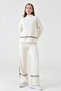 Women's Cream Flexible Knitwear Striped Design Oversize Sweater and High Waist Pants Two-Piece Knitwear Set 3040 - 7