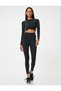 Crop Long Sleeve Crew Neck Slim Fit T-Shirt Interlock