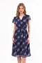 Women's Tie Detailed Double Breasted Collar Midi Length Patterned Chiffon Dress 4300/110 - 5