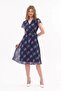 Women's Tie Detailed Double Breasted Collar Midi Length Patterned Chiffon Dress 4300/110 - 3