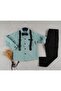 Boy's Green Bow Tie and Suspender Shirt Set Aby135