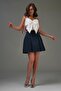 Navy Blue Mini Woven Skirt - Pleated and Buckle Detail - 3