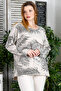 Italian Beige Round Neck Long Sleeve Sequined Printed 2 Thread Non-Rushed Casual Knitted Blouse