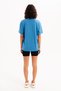 100% Cotton Oversize Fit Crew Neck Blue Women's T-Shirt - Halo - 5