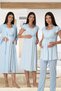 Pregnant Maternity Lace Cotton Dressing Gown Nightgown Pajama Set Set of 4 - 2
