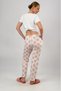 Women's Pocketed Cotton Elastic Waist Ribbon Patterned Pajama Bottom Burgundy Shawl - 7