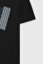 Men's Black Slim Fit Slim Fit Cotton Printed Crew Neck T-Shirt - 8