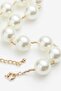 Gold Color Sand Bead Spaced Short Bead Necklace with Pearls - 2