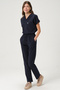 Lycra Scrubs Navy Blue Bat Sleeve Doctor Nurse Jersey Suit - 6