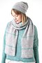 Women's Striped Soft Touch Scarf Beanie Set Gray 25W5001 - 5