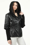 Deri̇club Larissa Women's K Hooded Genuine Leather Coat Black - 5