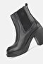 Women's Black Genuine Leather Number 36-41 Thick Heel Chelsea Boots & Booties - 5