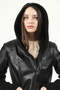 Deri̇club Larissa Women's K Hooded Genuine Leather Coat Black - 2