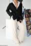 Women's Black Zippered Sweatshirt Detailed Oversize Jacket - 2