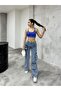 Blue Multi-Pocket Straight Fit Cargo Pants - 6