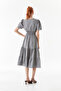 Double Breasted Neckline Elastic Waist Dress - 4