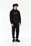 Text Embroidered Kangaroo Pocket Hooded Fleece Sweatshirt - 3