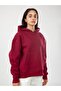 Basic Women's Relaxed Fit Hoodie - Burgundy - 4