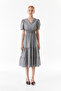 Double Breasted Neckline Elastic Waist Dress - 8