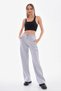 Striped Gray Winter Thick Raised Fleece Inside High Waist Wide Leg Lace-Up Sweatpants with Hidden Pockets - 4