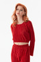 Pleated Elastic Waist Crop Set - 6