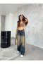 Women's Loose Cut Pale Effect Straight Fit Baggy Jeans - 8