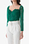 Tulle Detailed Heart Collar Crop Blouse - 6