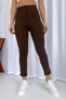 Skinny Leg Full Lycra High Waist Women's Trousers - Brown - 3