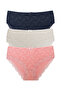 3-Piece Cotton Lace Front High Waist Large Size Women's Panties