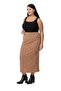 Large Size Elastic Waist Ribbed Knitwear Brown Skirt - 4