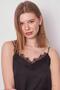 Women's Lycra-Free Stylish Fabric Collar Lace Rope Strap Blouse-Black - 4