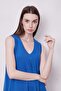 Lycra Viscon V-Neck Sleeveless Pleated Front Relaxed Cut Blouse-Sax - 4