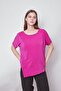 Women's Stretch Fabric Crepe Fabric Boat Neck Drop-Shoulder Asymmetrical Blouse - Magenta - 5