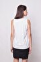Women's White T-shirt Blouse - Non-Wrinkle, Span Blended, Pleated Collar, Sleeveless with Accessories - 7