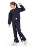 Crew Neck Long Sleeve Daisy Detailed Long Sleeve Navy Blue Color Girls' Tracksuit Set - 7