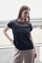 Women's Lycra Crepe Fabric Polka Dot Tulle Detailed Wide Zero-Neck Off-Shoulder Blouse - Black