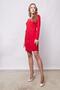 Women's Lycra Crepe Fabric Square Collar Long Sleeve Front Buttoned Office Jacket Dress-Red - 3