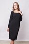 Women Lycra Crepe Fabric Square Neck Front Slit Long Sleeve Above Knee Length Office Dress-Black - 6