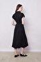 100% Iyocell Flowy Stylish Fabric Collared Off-Shoulder Double Sleeves Lace-Up Midi Length Below the Knee Dress-Siya - 7
