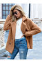 Lined Buttoned Plush Coat - 2